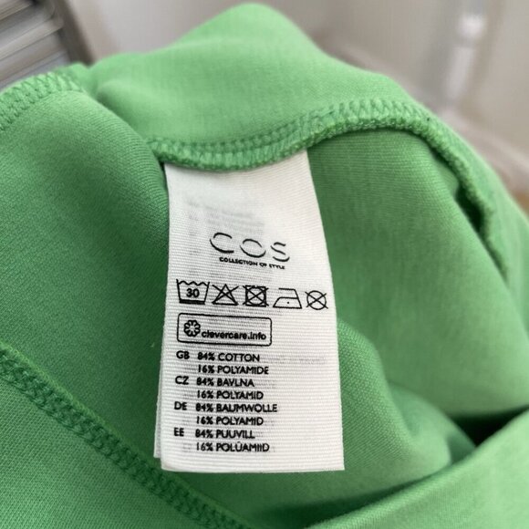 COS Short Sleeve Crew Neck Mini T-Shirt Shirt Dress Bright Green size Small - Picture 7 of 7